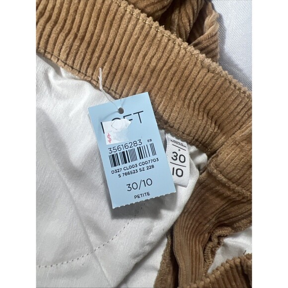 NWT LOFT The Straight High Rise Tan Brown Corduroy Pants Petite Womens Size 30 - Picture 11 of 14